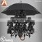 12 Light Baccarat Inspired Umbrella Chandelier in Black Color