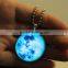 DIY jewelry Round Glass Necklace Earth in the Universe Glowing in The Dark Jnecklace