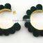 Fashion gold metal U shape hoop earrings with bowknot plug, decorated with velvet, Customized Colors or LOGO and OEM desigtn acc