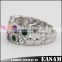 Silver plated luxury crystal metal cuff bracelet