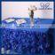 CL010B New fancy 100 polyester wedding navy blue or royal blue ruffled table cloth