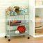 3 Tier Mesh Storage Cart Mobile Food Cart Wheels Kitchen Furniture