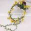 New arrived mixed color flower hairband, cloth flower with long leaf hair headband