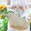 Women straw bag/ seagrass shopping bag/beach tote bag with white ribbon