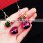 OEM iron purple and gold color bell pedant Madri gras holiday jewelry cute kids cheap earrings