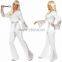 Wholesale Custom Women's halloween white top pants and belt 70's Disco Lady Costumes Adults