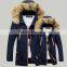 Custom warm fur-collar windproof jacket unisex parka cotton padded men winter parka jacket