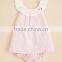 Hot Sale Baby Clothes Navy Nlue Polka Dots Outfit Lace Trim Kids Girls With Ruffle Bloomer Set