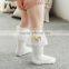 Girls Kids Lace Socks Long For Children Cute Cotton Knee High School Sock With Bow Girl Spring Autumn Solid Princess White Black