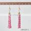 Pearl Drop Earrings with Red and White Tassel