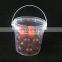 1L plastic bucket with handle and colorful lids