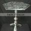 Aluminum tea coffee table with silverish finish