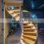 China factory supplier oak solid wood tempering glass spiral stair used spiral staircases