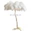 Feather Lights Resin Copper Brass Hotel Tree Standing Lamp Nordic Luxury Ostrich Feather LED Floor Lamp
