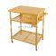 Organic Home Kitchen Furniture Bamboo Rolling Kitchen Trolley Serving Cart With Towel Rack And Wheels