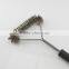 In stock factory 12'' BBQ grill brush zinc plated wire bbq cleaning brush brass wire BBQ Grill cleaning brush