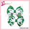 Factory wholesale grosgrain print leaf fashion clover ribbon bow hair clip (SYC-0006)