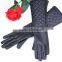 Women long leather gloves new fashion Black Bow leather gloves