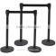 Retractable Black Tensabarrier Post for Queuing Stanchion
