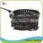 Colored Stone Mix Steel Bead With Clasp Handmade Leather Wrap Bracelet Wholesale