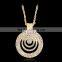 Vintage Hollow Out Long Chain Necklace Round Gold Plated Rhinestone Pendant Necklace for Women Jewelry Gifts