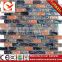 2015 high quality foshan montage stripe mixed color marble glass mosaic tile