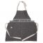 Custom black linen garden working apron with pockets