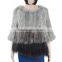 Hand knitted women fur coat knitted fox rabbit fur coat KZ150106
