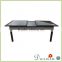 Glass top outdoor rattan extension table