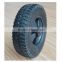 10x2.75 inch semi pneumatic rubber wheel with turf 100# tread and black plastic rim for mowers or material handling equipment
