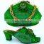 Italian leather hand bag mix middle heel women sandals shoes and bag set