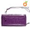 2016 popular RFID protection genuine leather ladies' purse with double zipper
