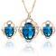 Online shop blue zircon stone necklace set crystal earring jewelry gold plated