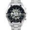 2017 Trending Mens Skeleton Hollow Stainless Steel Self Winding Mechanical Wrist Watches