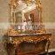 Italian Wood Carving Gilded Console Table With Mirror/ Living Room Exquisite Vivid Solid Wood Carved Console Table