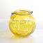 halloween theme pumpkin glass candle holder with handle