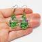 Christmas jewelry beaded earrings green earrings christmas tree earrings