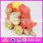 Top grade hot sale wooden toy pull cart for kids,Elephant design wooden string cart pull back toy car W05B075-A2