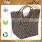 Jute Gift Bag with round handle for weekend - overall print shopping tote - cane handle bags