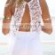2015 wholesale low price sleeveless Sheer Lace Cutout open Split Back see through Top vest blouse