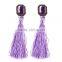 Bohemian jewelry big crystal gems with tassel drop earrings for women