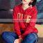 fashion design bright red long sleeve hoody have word printing for women