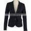 2017 New Design Slim Fitted Black Polyester Pinstripe Blazer for Ladies