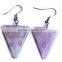 Triangle Shape Crystal Amethyst Natural Stone Drop Earrings