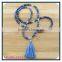 Wholesale price mala prayer beaded blue snowflake gemstone tassel necklace