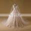 Vintage V Neck A-Line Lace Applique Sequins Wedding Dress Long Tail