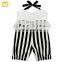 2019 New style baby girls jumpsuit one pieces black&white striped with lace fashion baby onesie set