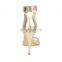 Beautiful golden color factory plus size wholesale price ladies heel peep toe sandals shoes