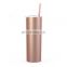 Sublimation double wall 18/8 stainless steel thermos skinny tumbler with straw