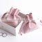 PandaSew 8*7cm Luxury Custom Jewelry Pouches with Logo Pink Microfiber Small Gift Drawstring bag